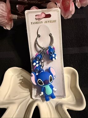 Kids Blue Stitch Character Keychain Accessory by